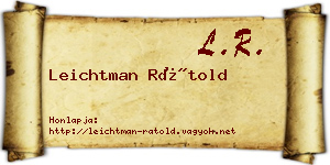 Leichtman Rátold névjegykártya
